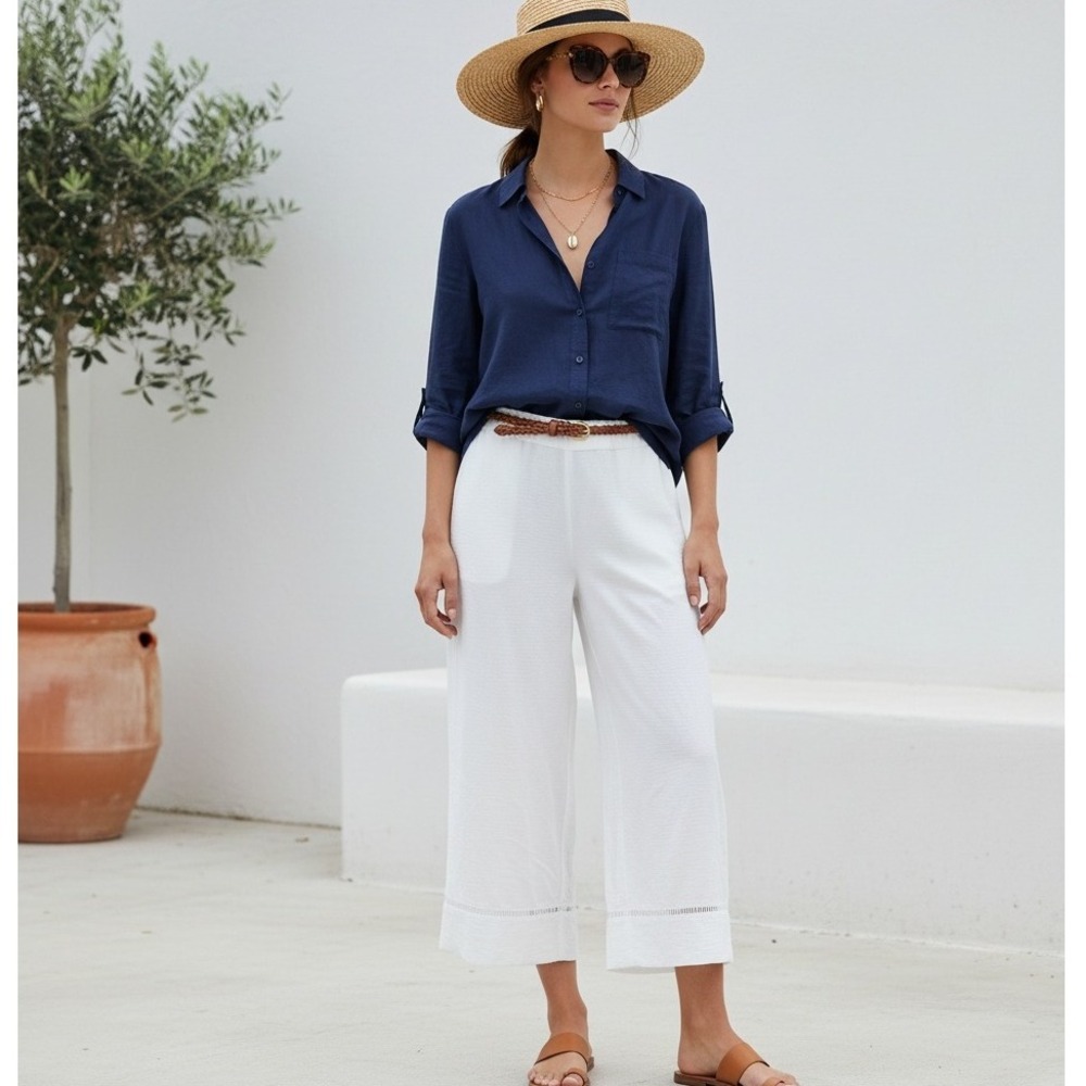 A New Day Women's High-Rise Ladder Trim Pull-On Pants Size XXL Straight Leg